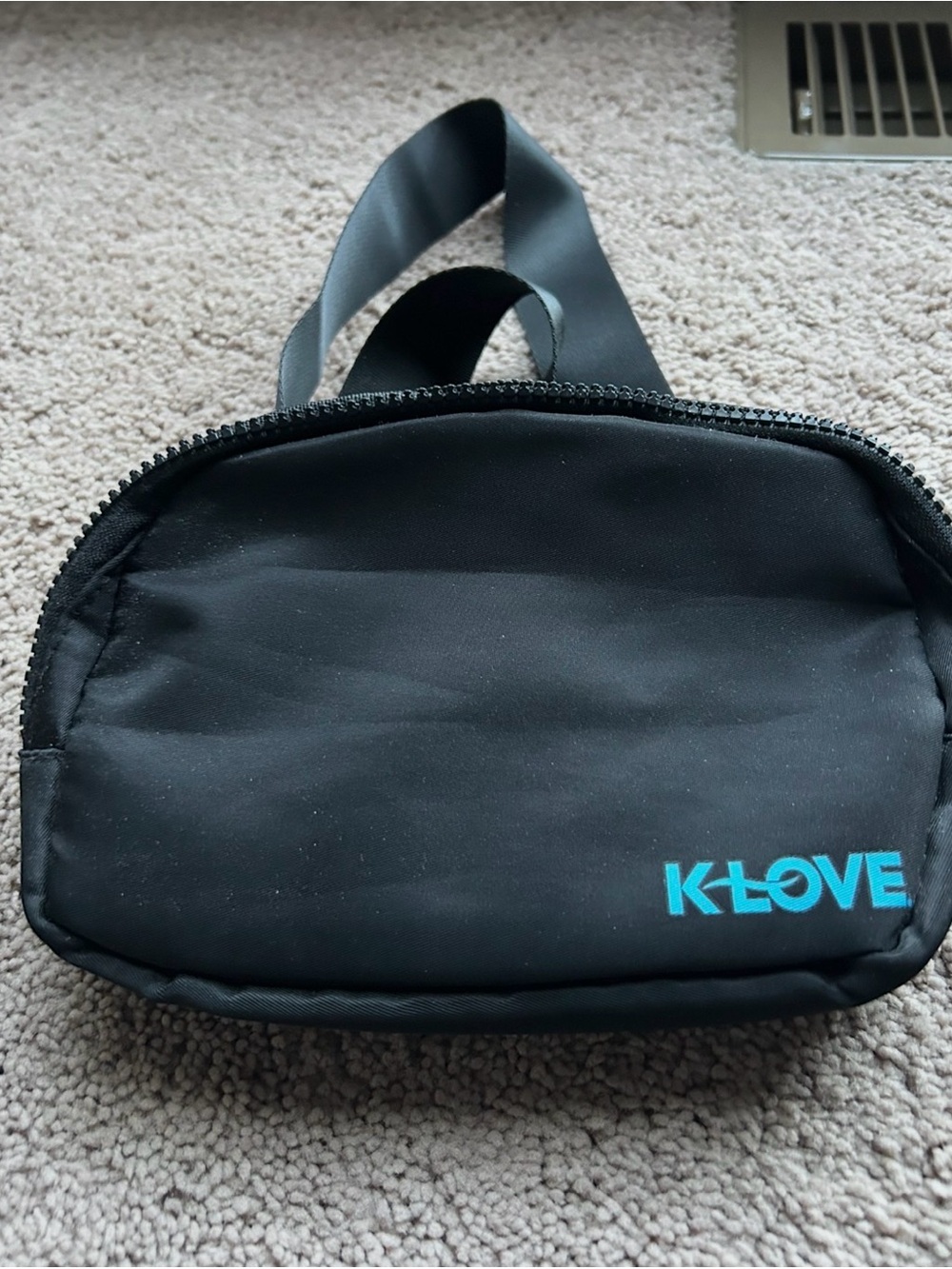 Love Black Belt Bag with Teal Logo